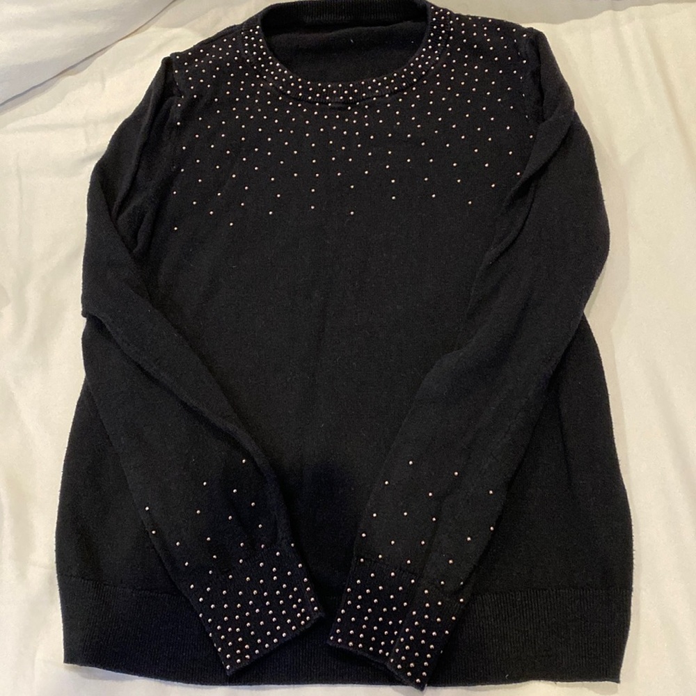 Black shirt (warm sweater material) with gems! Good condition!